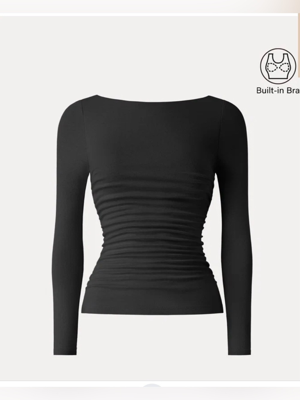 OGL Black Eco-Mousse Boatneck Ruched Bra Top